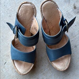Born Blue Sandals with Adjustable Straps and Cork Footbed